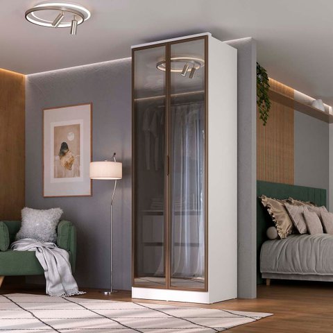 Guarda Roupa Ravi em Mdf 81x232,2cm 2 Portas Reflecta Branco 1111