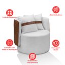 Ver imagem 5 de Kit 2 Poltrona Orgânica Base Giratória Maya Corino Nozes e Boucle Cru Redonda Decorativa - Arkell