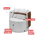 Ver imagem 6 de Kit 2 Poltrona Orgânica Base Giratória Maya Corino Nozes e Boucle Cru Redonda Decorativa - Arkell