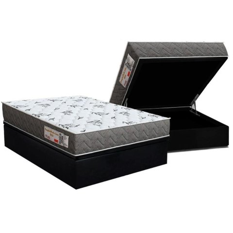 Conjunto Box Baú Casal: Colchão Espuma Orthoflex D33 Comfortpedic Black + Base Crc Suede Black (