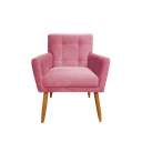 Ver imagem 2 de Kit 2 Poltronas Decorativa Onix Suede Rosa Pés Madeira Ms Decor