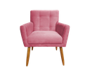 Ver imagem 2 de Kit 2 Poltronas Decorativa Onix Suede Rosa Pés Madeira Ms Decor