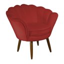 Ver imagem 1 de Poltrona Decorativa Pétala Couro Vermelho Pés Madeira Mz Decor