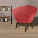Ver imagem 3 de Poltrona Decorativa Pétala Couro Vermelho Pés Madeira Mz Decor