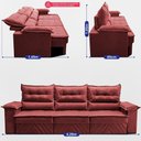 Ver imagem 3 de Sofá Retrátil e Reclinável 4,20m com Molas e Espuma D33 Thunder Velusoft Vermelho Cama Inbox