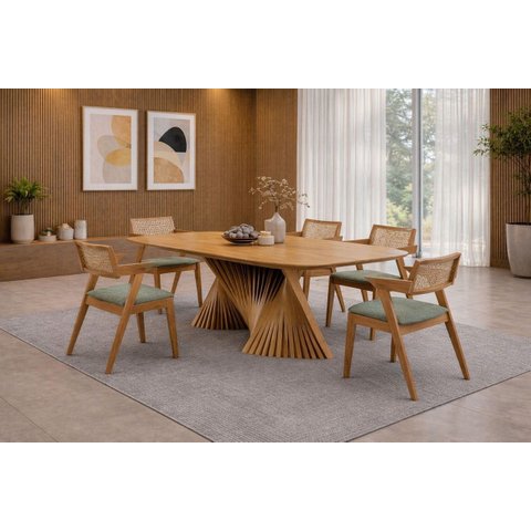Sala de Jantar Maciça 6 Cadeiras 1,60x80 Opala Sala Nobre