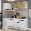 Ver imagem 3 de Armário de Cozinha Compacta de Canto com Rodapé Veneza Multimóveis V2091 Branco/Preto