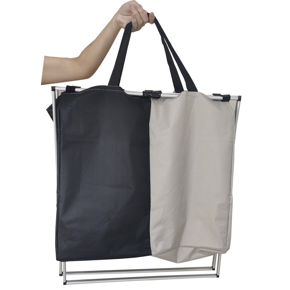 Cesto Organizador De roupa Duplo Dobravel Impermeavel C Alça 128 L Portatil Resistente Lavanderia - 6