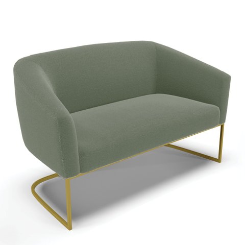 Sofá Namoradeira 2 Lugares Industrial Dourado Stella Bouclê Menta D03 - D'Rossi