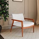 Ver imagem 2 de Poltrona Decorativa Para Sala Atenas Linho Cinza Claro Natural - Home Mobily