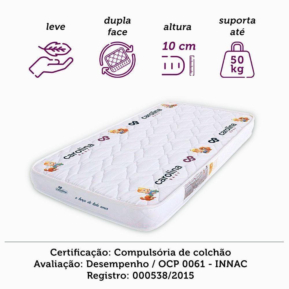 Berço Multifuncional Cléo Carolina Baby com Colchão Branco/Amadeirado  - 7