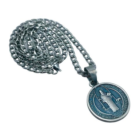 Colar Corrente Medalha de São Bento Inox