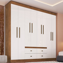 Ver imagem 1 de Guarda Roupas Las Vegas 8pts 4gav 100% Mdf Off White/nogueira Cod: 676.028