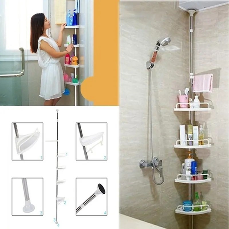 Organizador Banheiro Prateleira Ajustavel Suporte Cantoneira Condicionador Shampoo Toalha Sabonete - 3
