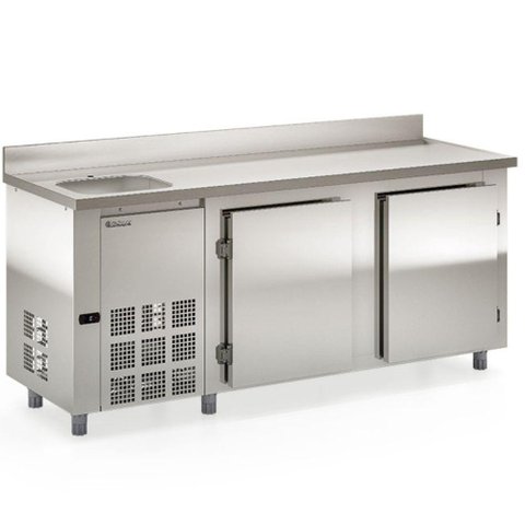 Balcão de Encosto com 2 Portas e 1 Pia Lado Direito Gbfe200ce Gelopar Balcão 556 Litros Inox 220v