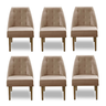 Kit 06 Cadeiras de Jantar Reforçada Luna para Sala Cozinha Suede Capuccino - 1