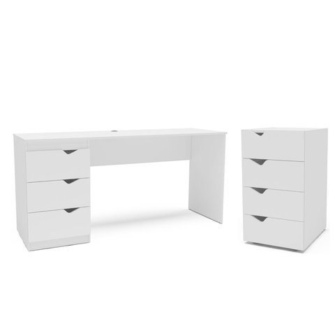 Conjunto Mesa de Escritório e Gaveteiro 4 Gavetas 203cm Porto Politorno Móveis