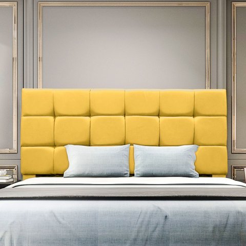 Cabeceira Cama de Queen 160 Cm Estofada Alana em Suede com Frame:amarelo