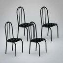 Ver imagem 4 de Kit 4 Cadeiras Ubatuba Corino Preto Lirio Tubo Martelado