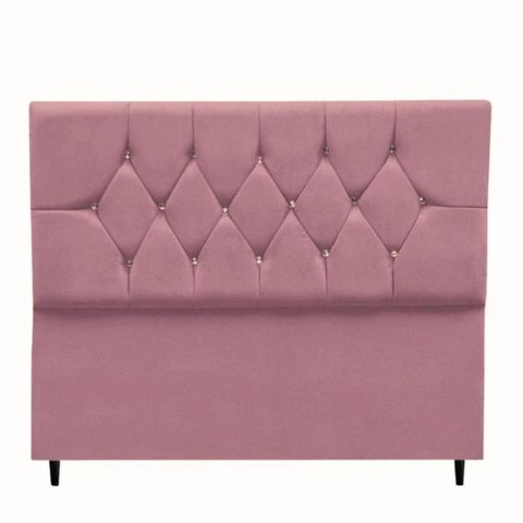 Cabeceira Cama Estofada Box Queen 160 Cm Geovana Suede Rosê
