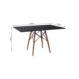 Conjunto De Mesa Eames Eiffel Retangular 120x75 Tampo De Madeira Preto Com 4 Cadeiras Pretas - 4