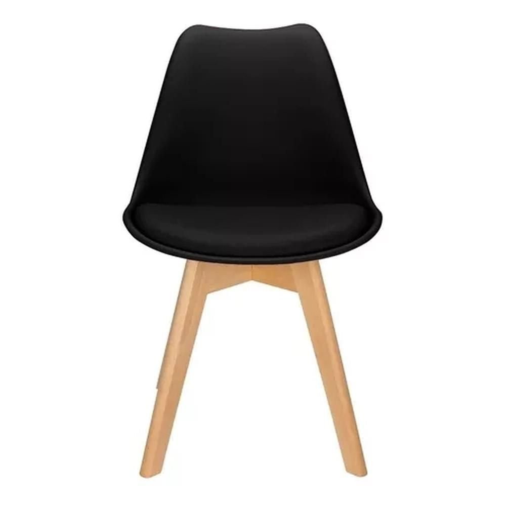Ver imagem 4 de Kit 4 Cadeiras Saarinen Wood Preta Polipropileno Sala Jantar Cozinha