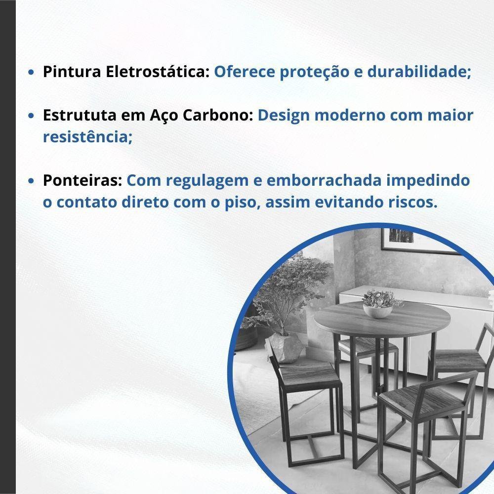 Conjunto Mesa 4 Cadeiras Estofado Tampo Imbuia Black Preto - 4
