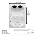 Ver imagem 6 de Banheira Dupla Imperatriz Combate com Hidro em Acrílico - 1.70x1.20x0.50 - 127v