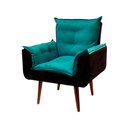 Ver imagem 2 de Poltrona Opala Composê Azul Tiffany/ Preto Cadeira Decorativa Recepção - Bela Móveis