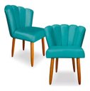 Ver imagem 1 de Kit 2 Cadeiras Poltrona Sala Jantar Penteadeira Pétala Suede Azul Turquesa