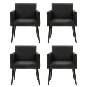 Kit 4 Poltronas Luca 1 Lugar Tecido Sintético Pé Palito - Preto