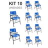 KIT 10 Cadeiras Universitárias Azul com porta livros - Mastcmol - 2