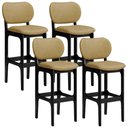 Ver imagem 1 de Kit 4 Banquetas Alta Bar Cozinha Sala Jantar Fixa Betta L02 Preto Couríssimo Casco Fendi - Lyam