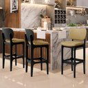 Ver imagem 2 de Kit 4 Banquetas Alta Bar Cozinha Sala Jantar Fixa Betta L02 Preto Couríssimo Casco Fendi - Lyam