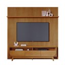 Ver imagem 2 de Kit Painel Piso-Teto Ripado Bancada 3 Gavetas Luna MDP Cumaru Pallazio
