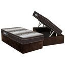 Ver imagem 1 de Cama Box Baú Solteiro: Colchão Anatômico Ortobom Ortopédico Light + Base Crc Suede Marrom(88x188