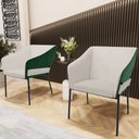 Ver imagem 2 de Kit 5 Cadeiras para Sala de Jantar Estar Living Olívia L02 Linho Cru Couríssimo Verde - Lyam Decor