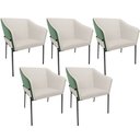 Ver imagem 1 de Kit 5 Cadeiras para Sala de Jantar Estar Living Olívia L02 Linho Cru Couríssimo Verde - Lyam Decor