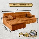 Ver mais imagens de Sofá Orlando 2.40x1.50m com Chaise, Retrátil e Reclinável - Terra