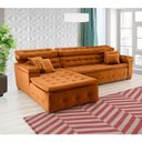 Ver imagem 1 de Sofá Orlando 2.40x1.50m com Chaise, Retrátil e Reclinável - Terra