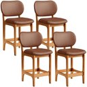 Ver imagem 1 de Kit 04 Banquetas Baixa Bar Cozinha Sala Jantar Fixa Betta L02 Imbuia Couríssimo Marrom - Lyam Decor