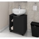 Ver imagem 1 de Gabinete Armário Banheiro de Coluna 1 Porta Pequim - Emes Móveis: Preto