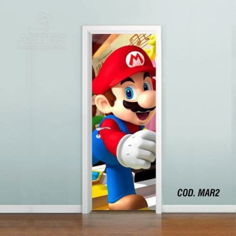 Adesivo De Porta Super Mario Bross #02 - 0,60x2,10m - 1