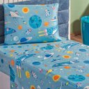 Ver imagem 1 de Conjunto de Lencol Solteiro Bouti 3 Pçs Jogo de Cama Infantil 200 Fios Super Macio:astronauta