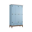 Ver imagem 1 de Guarda-roupa Juvenil 3 Portas e 2 Gavetas - Madeira Maciça e Mdf - Azul