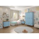Ver imagem 4 de Guarda-roupa Juvenil 3 Portas e 2 Gavetas - Madeira Maciça e Mdf - Azul
