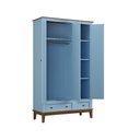 Ver imagem 5 de Guarda-roupa Juvenil 3 Portas e 2 Gavetas - Madeira Maciça e Mdf - Azul