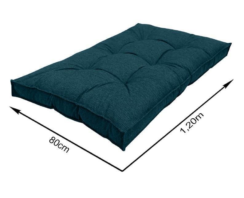 Almofada Futon Alto Linho Twist 120x80 Gigante Azul Jeans - 5