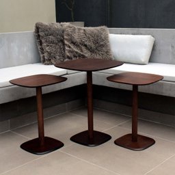 Kit 2 Mesas Monopé Quadrada Laminada 40 e 50cm - Castanho Decore Casa - 6 Kit 2 Mesas Monopé Quadrada Laminada 40 e 50cm - Castanho Decore Casa - 6