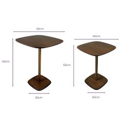 Kit 2 Mesas Monopé Quadrada Laminada 40 e 50cm - Castanho Decore Casa - 5 Kit 2 Mesas Monopé Quadrada Laminada 40 e 50cm - Castanho Decore Casa - 5